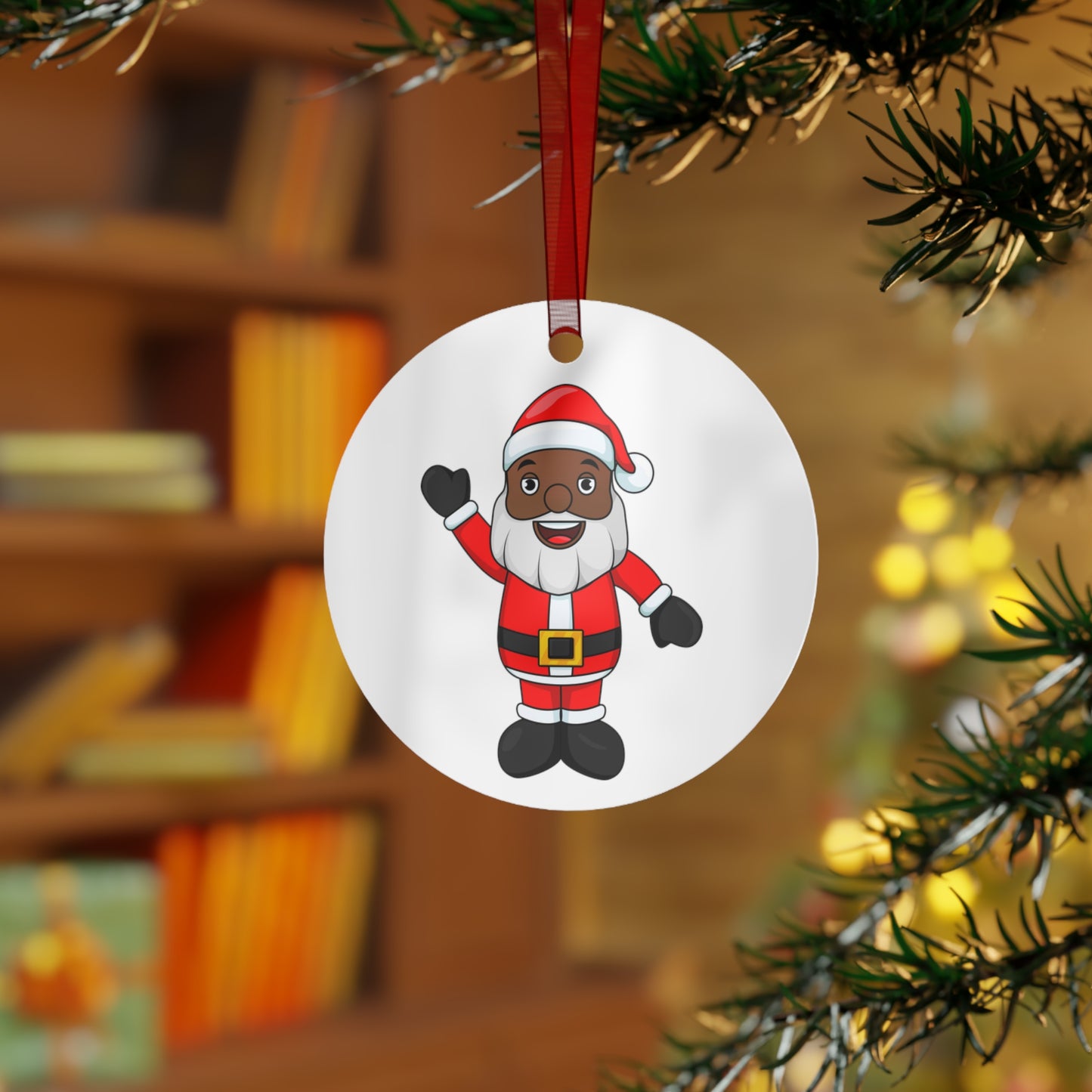 Black Santa Metal Ornament