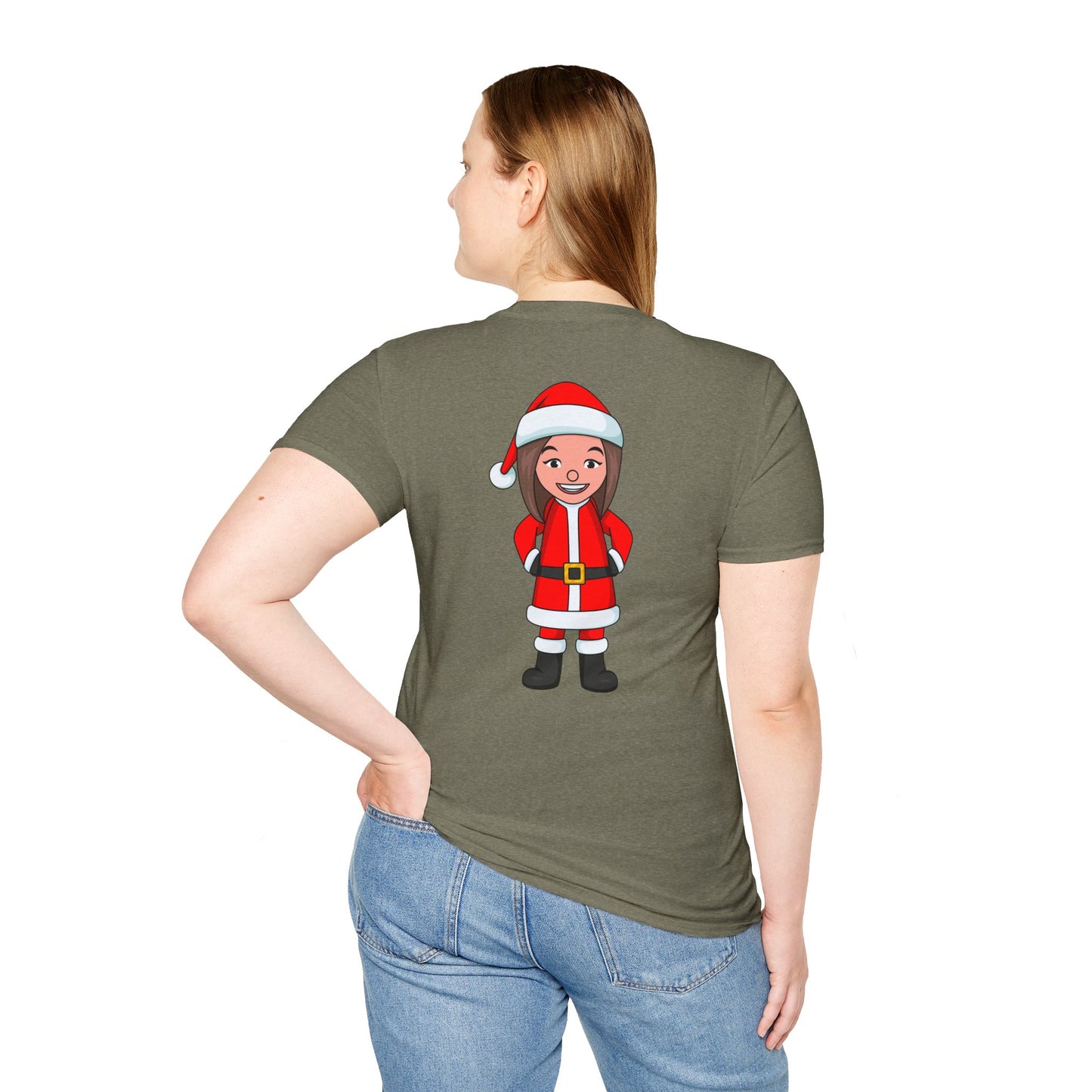 Female Santa ("Sandra Claus") Unisex Softstyle T-Shirt