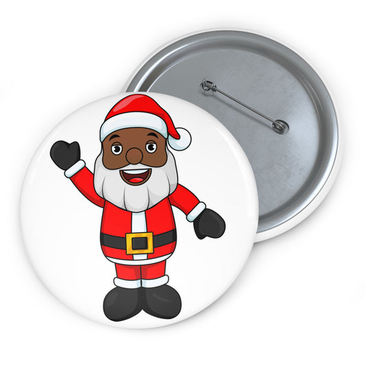 Black Santa Pin Button