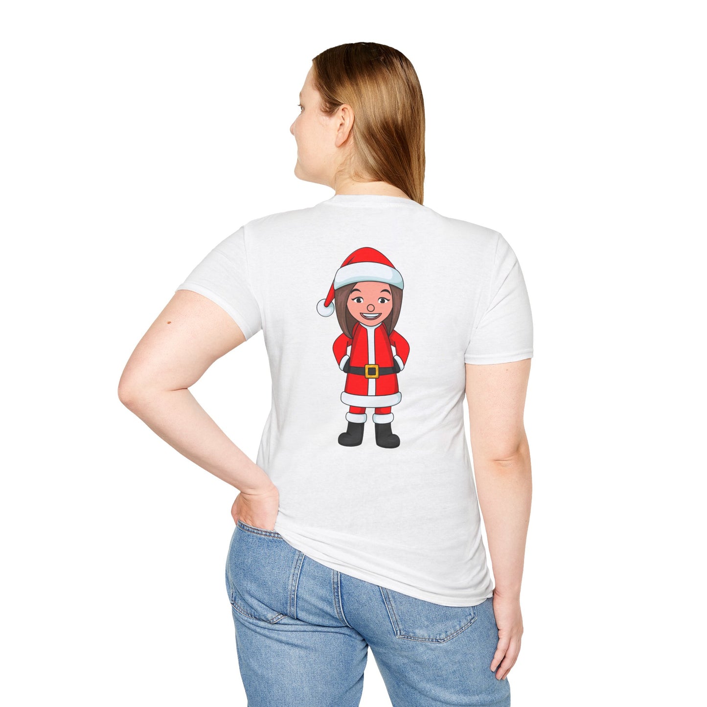 Female Santa ("Sandra Claus") Unisex Softstyle T-Shirt