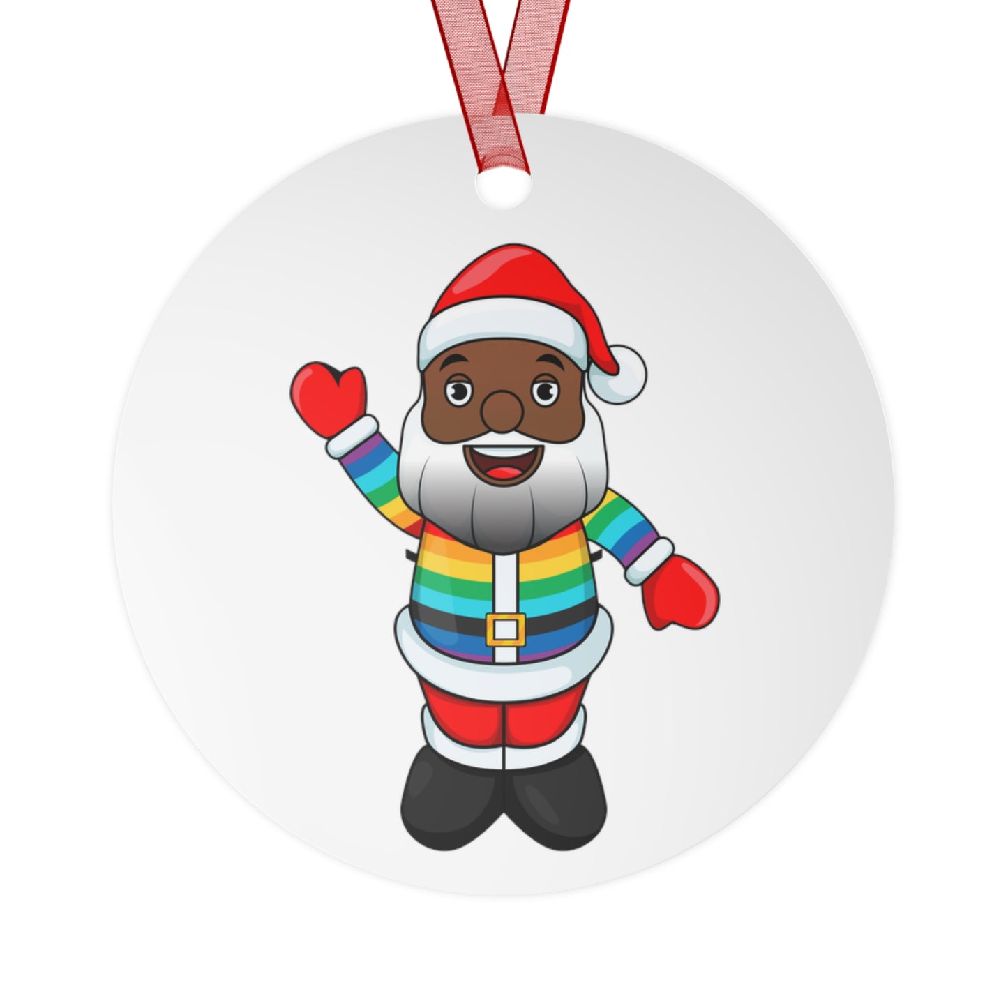 Black Pride Santa Metal Ornament
