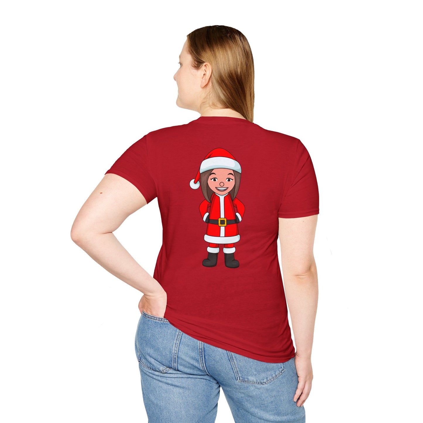 Female Santa ("Sandra Claus") Unisex Softstyle T-Shirt