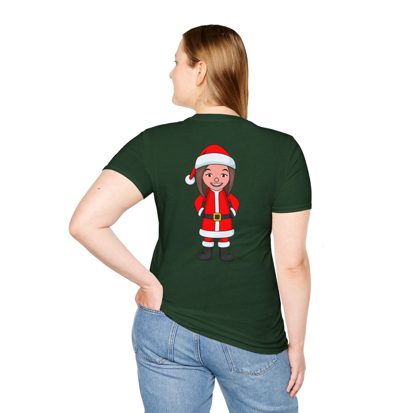 Female Santa ("Sandra Claus") Unisex Softstyle T-Shirt