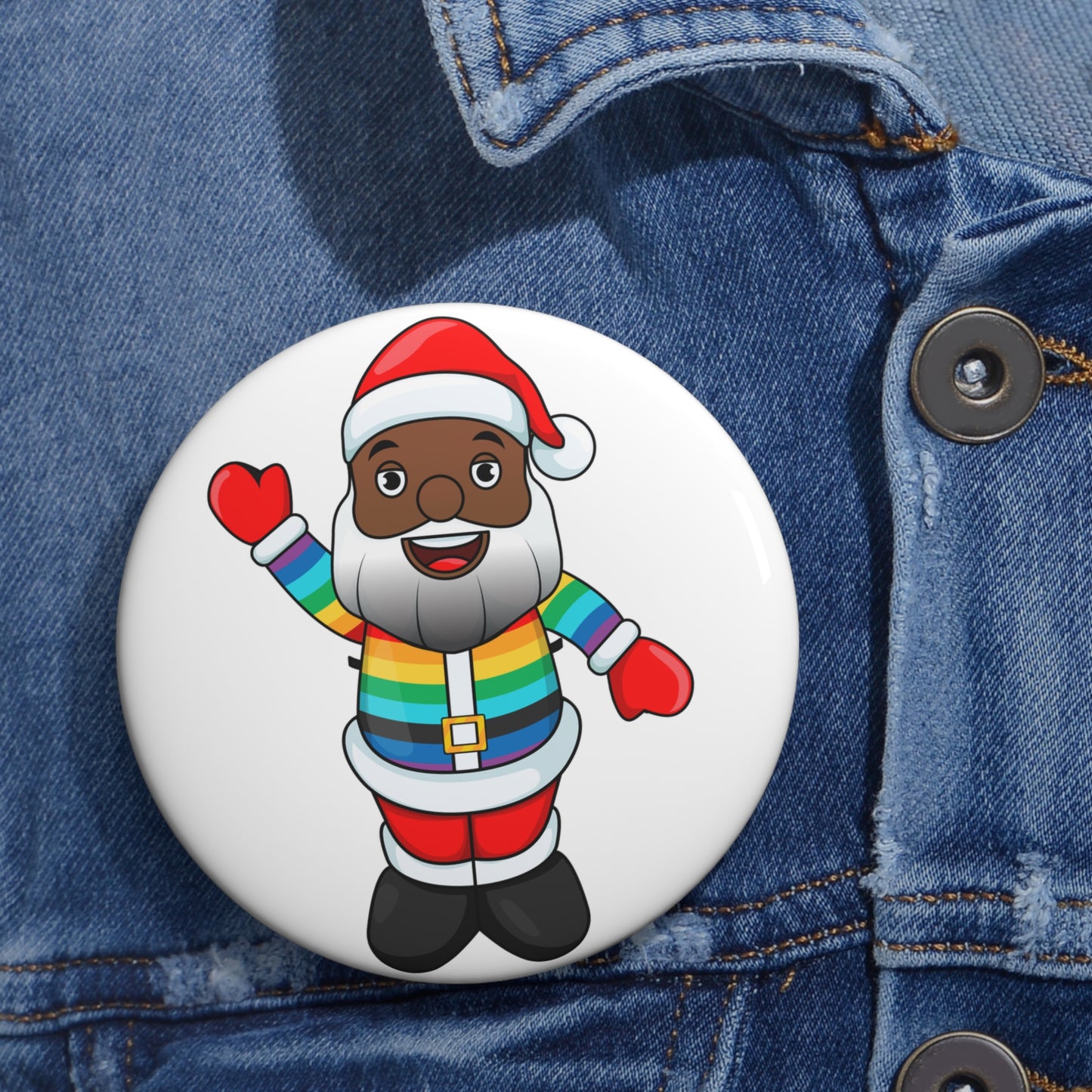 Black Pride Santa Pin Button