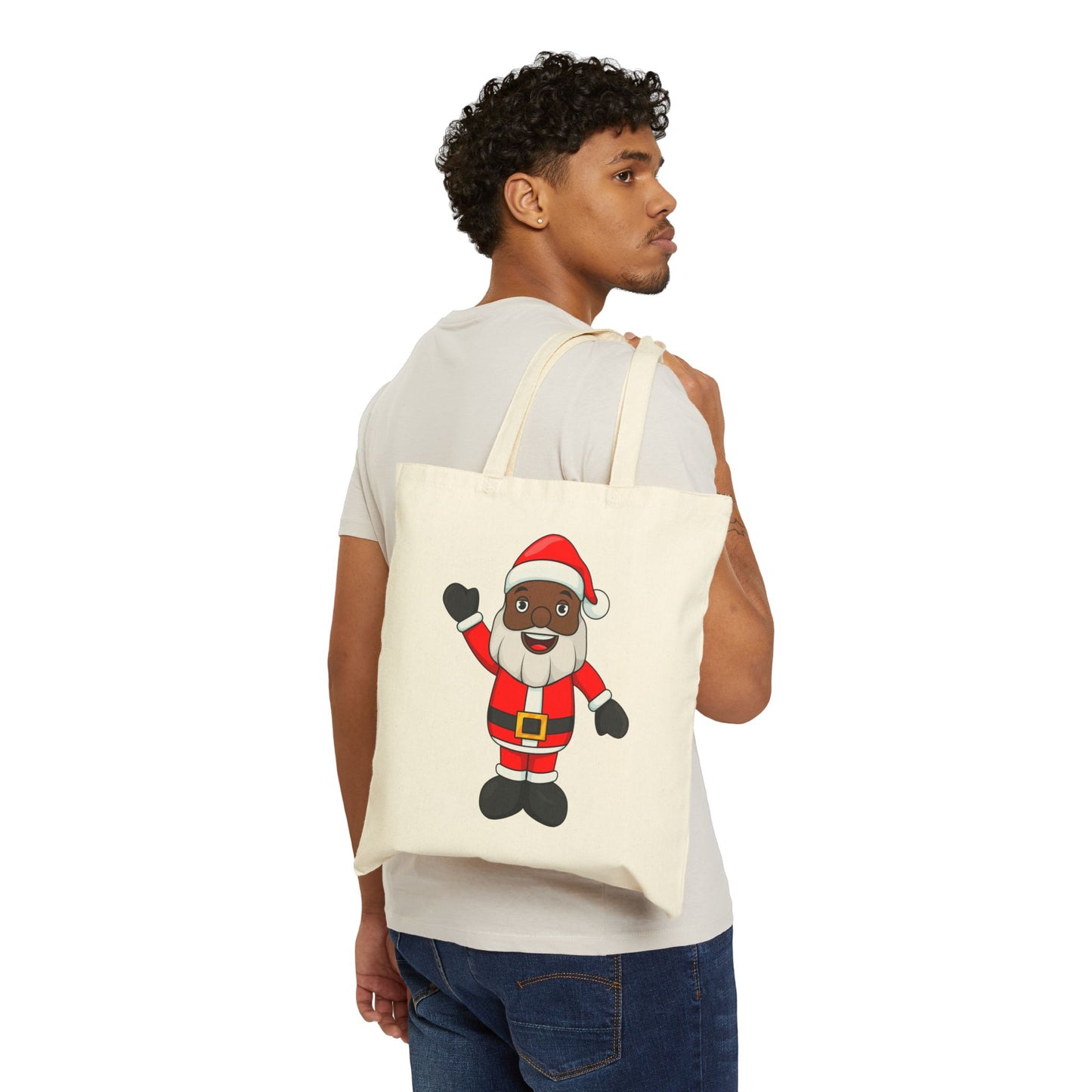 Black Santa Natural Tote Bag