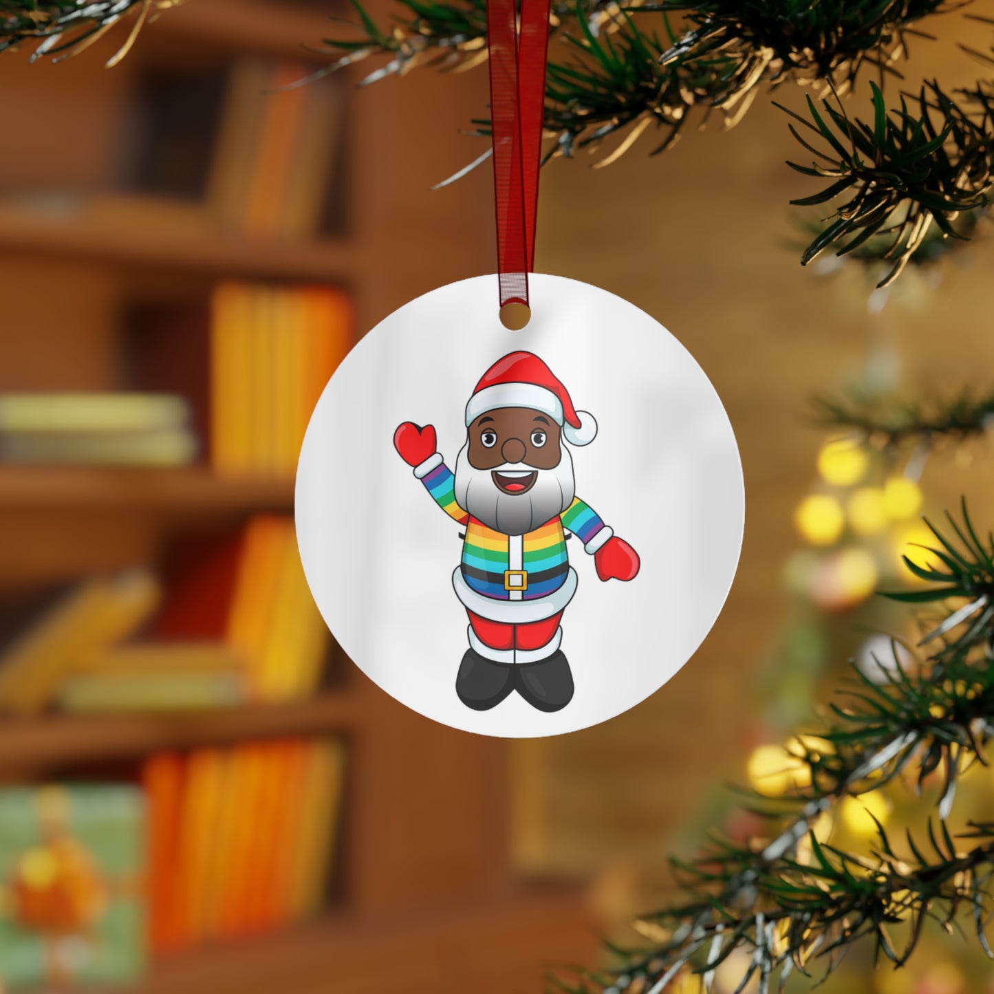 Black Pride Santa Metal Ornament