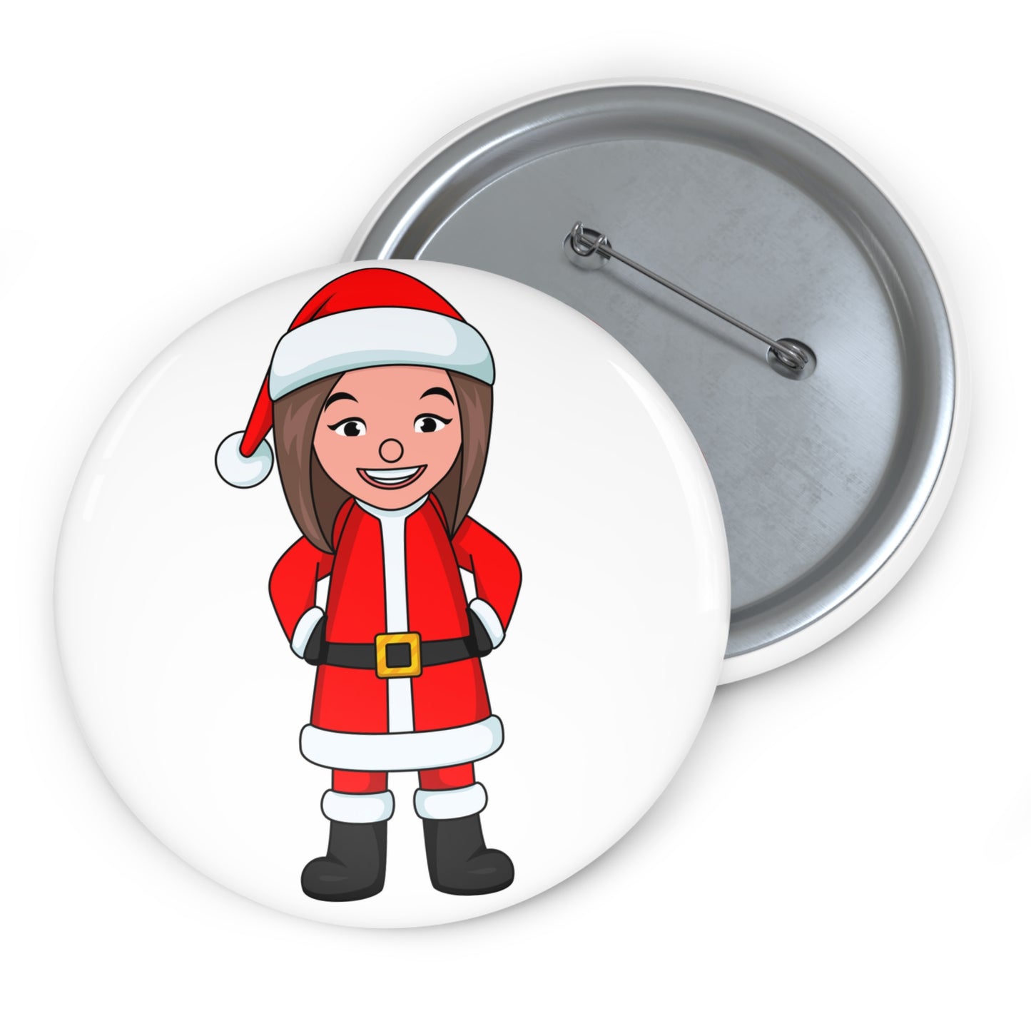 Female Santa ("Sandra Claus") Pin Button