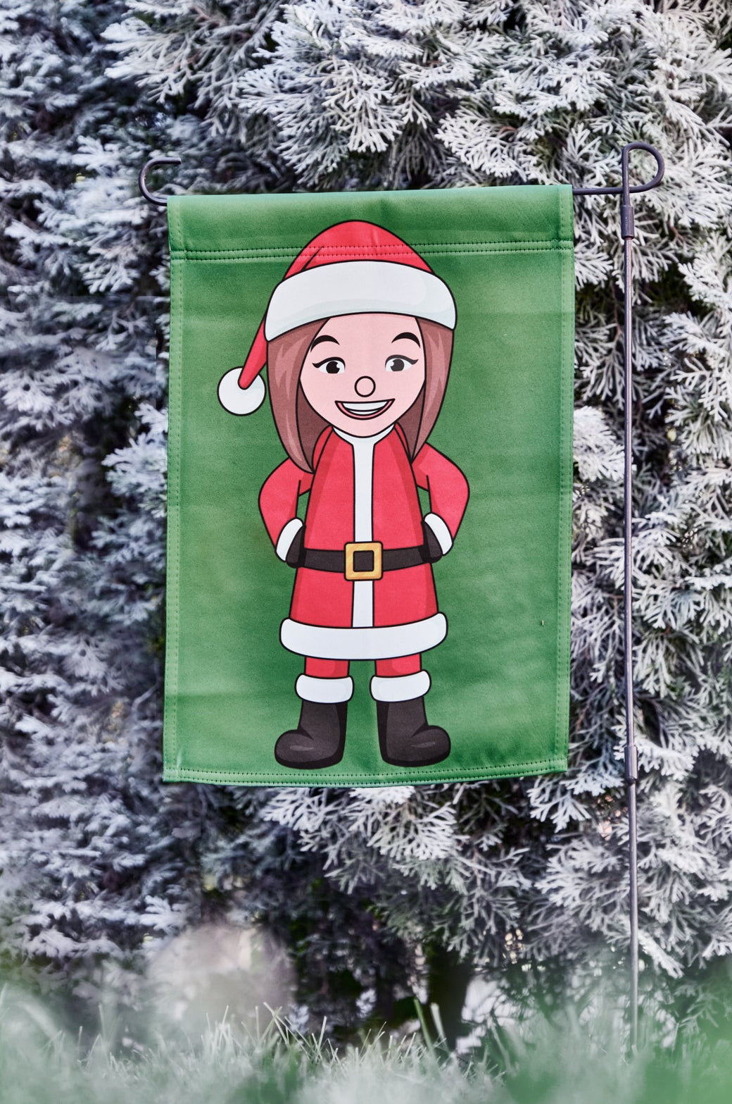 Female Santa ("Sandra Claus") Garden Banner