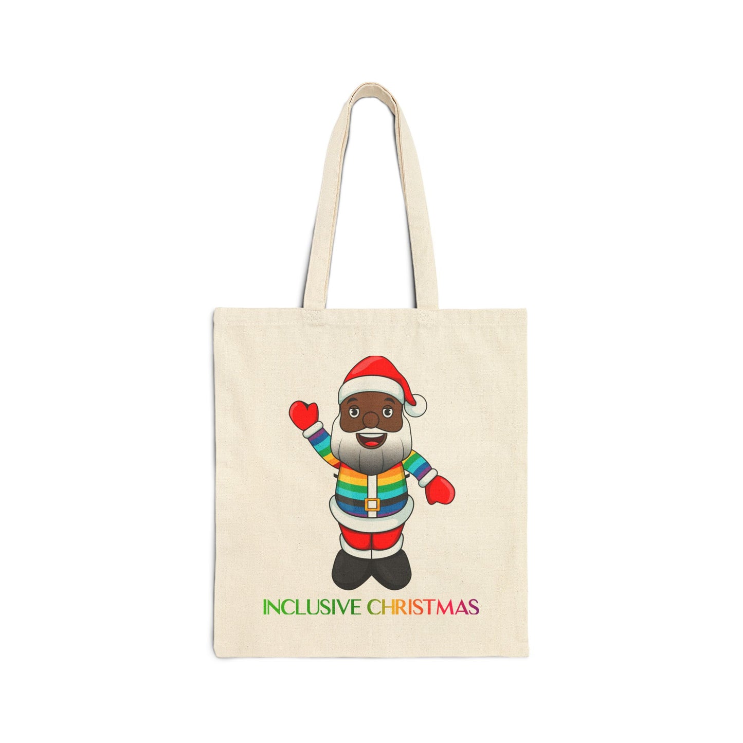 Black Pride Santa Natural Tote Bag with Logo