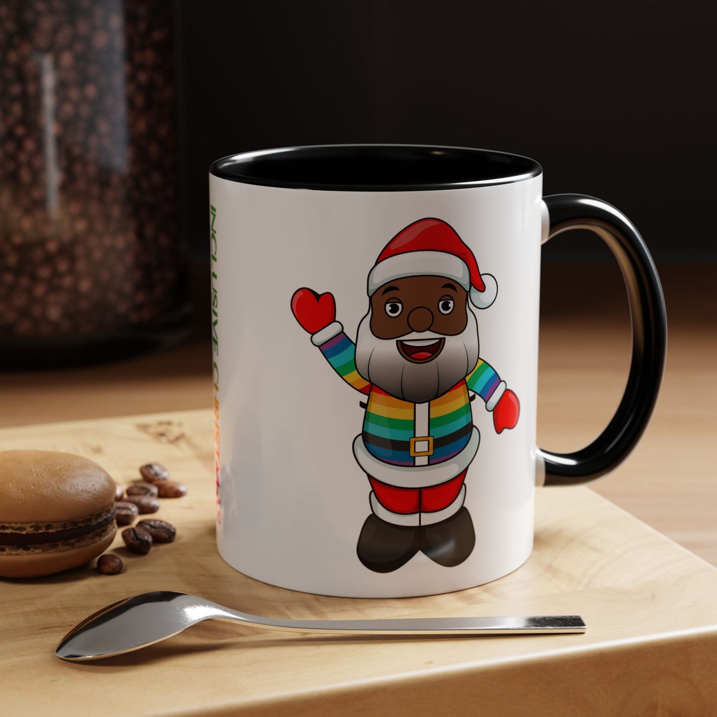 Black Pride Santa Accent Mug with Logo