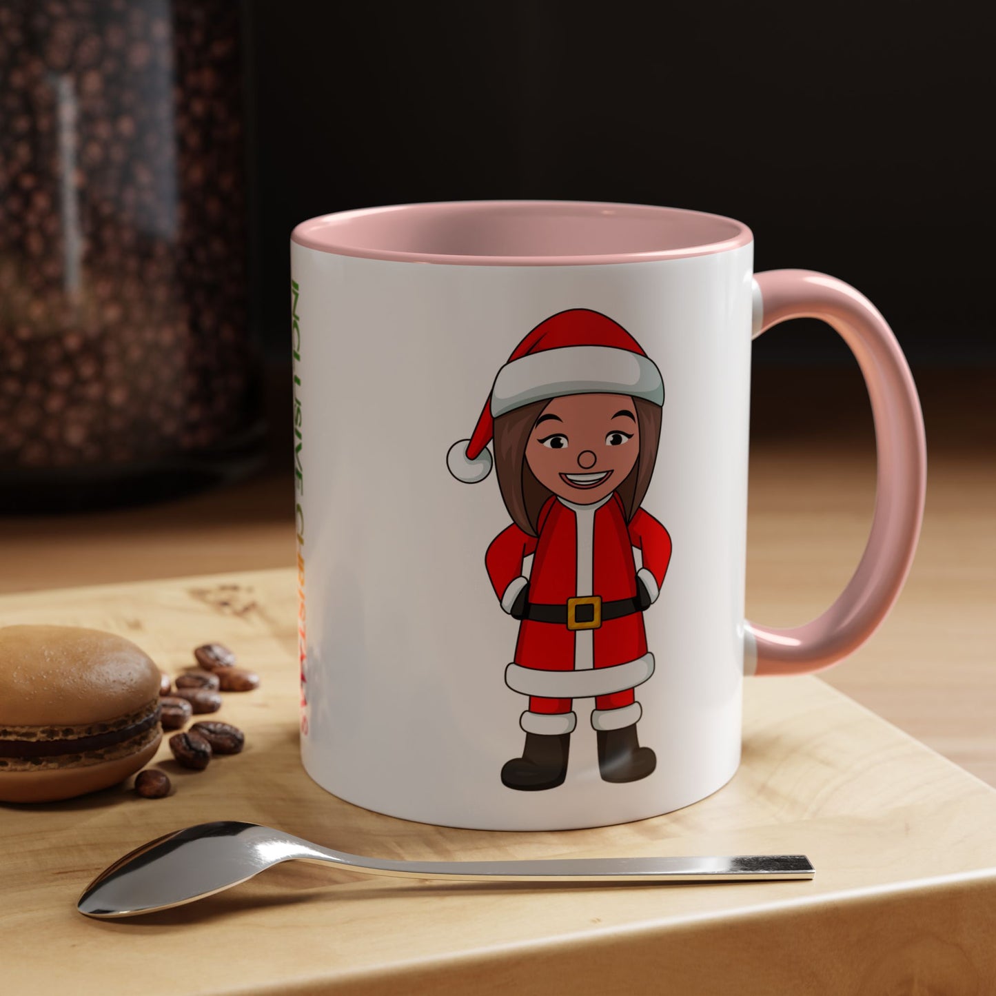 Female Santa ("Sandra Claus") Accent Coffee Mug with Logo