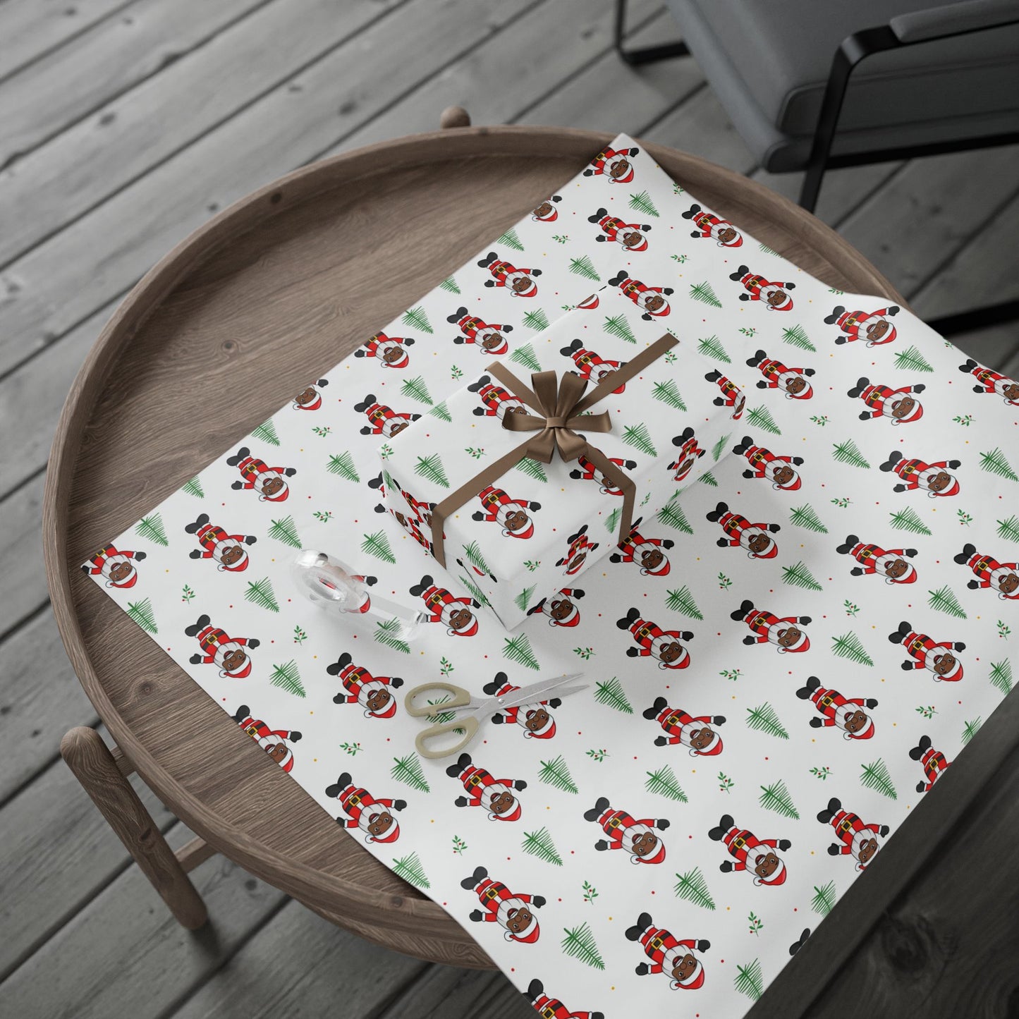 Black Santa Holiday Gift Wrap
