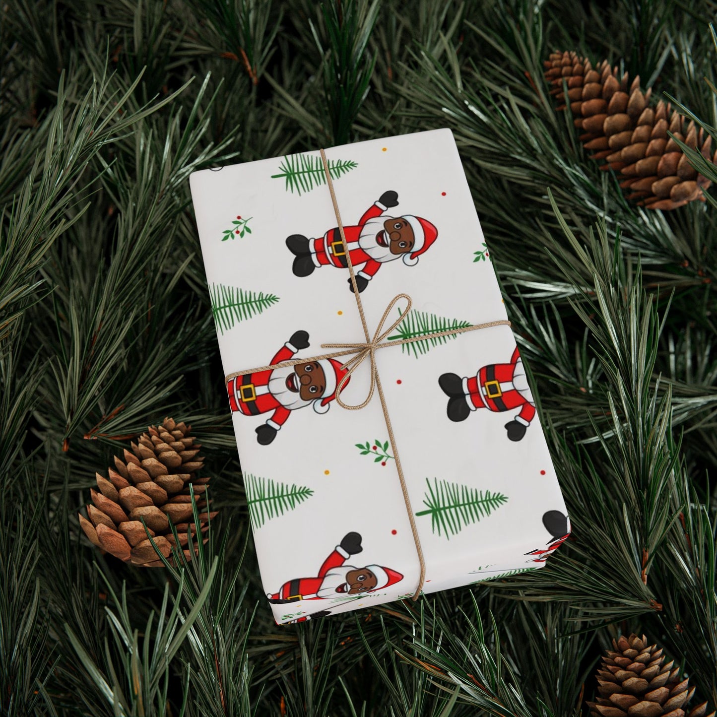 Black Santa Holiday Gift Wrap