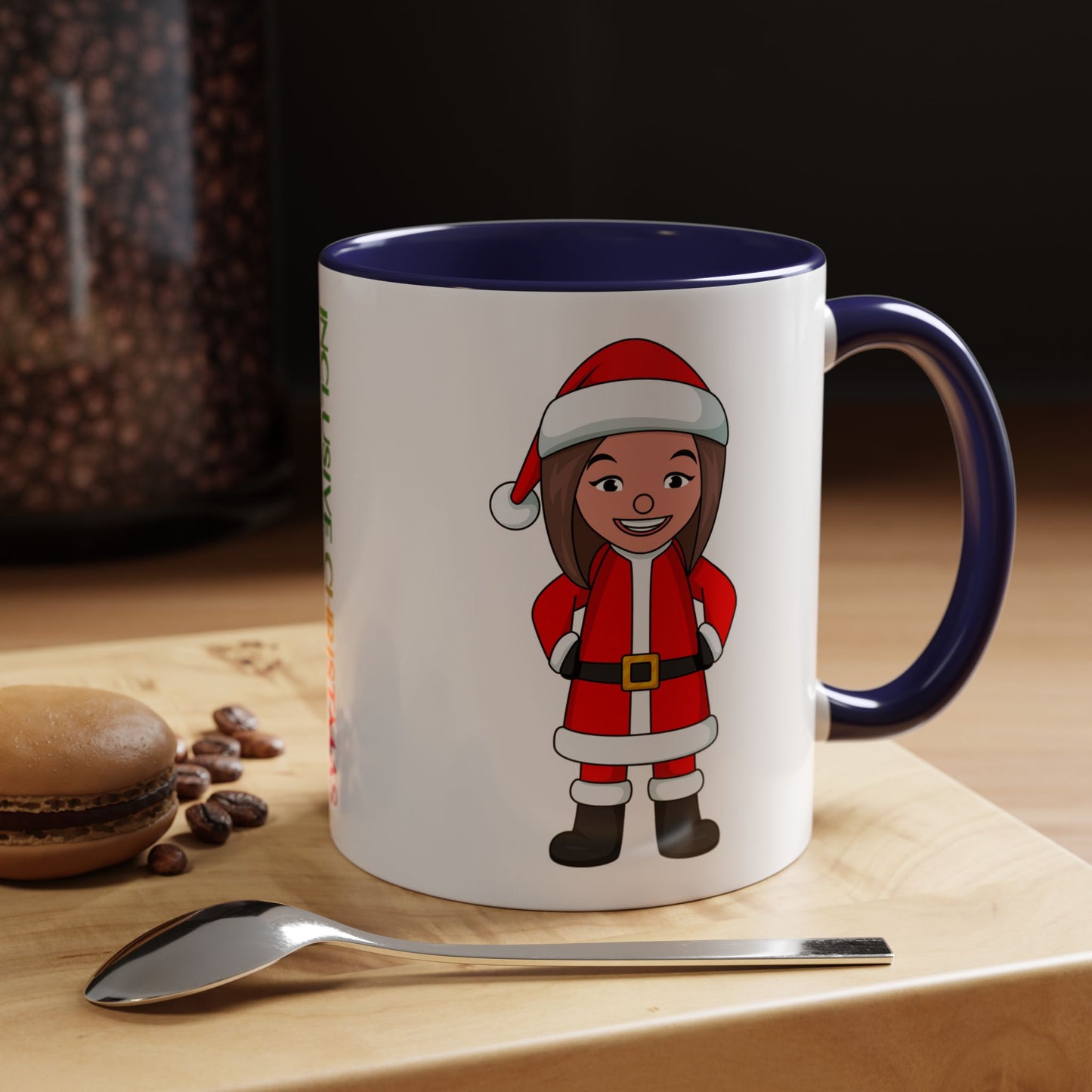 Female Santa ("Sandra Claus") Accent Coffee Mug with Logo