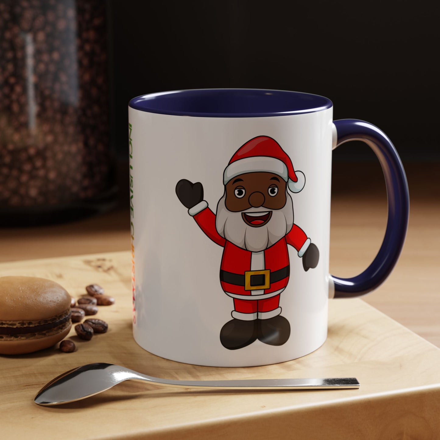 Black Santa Accent Mug with Logo