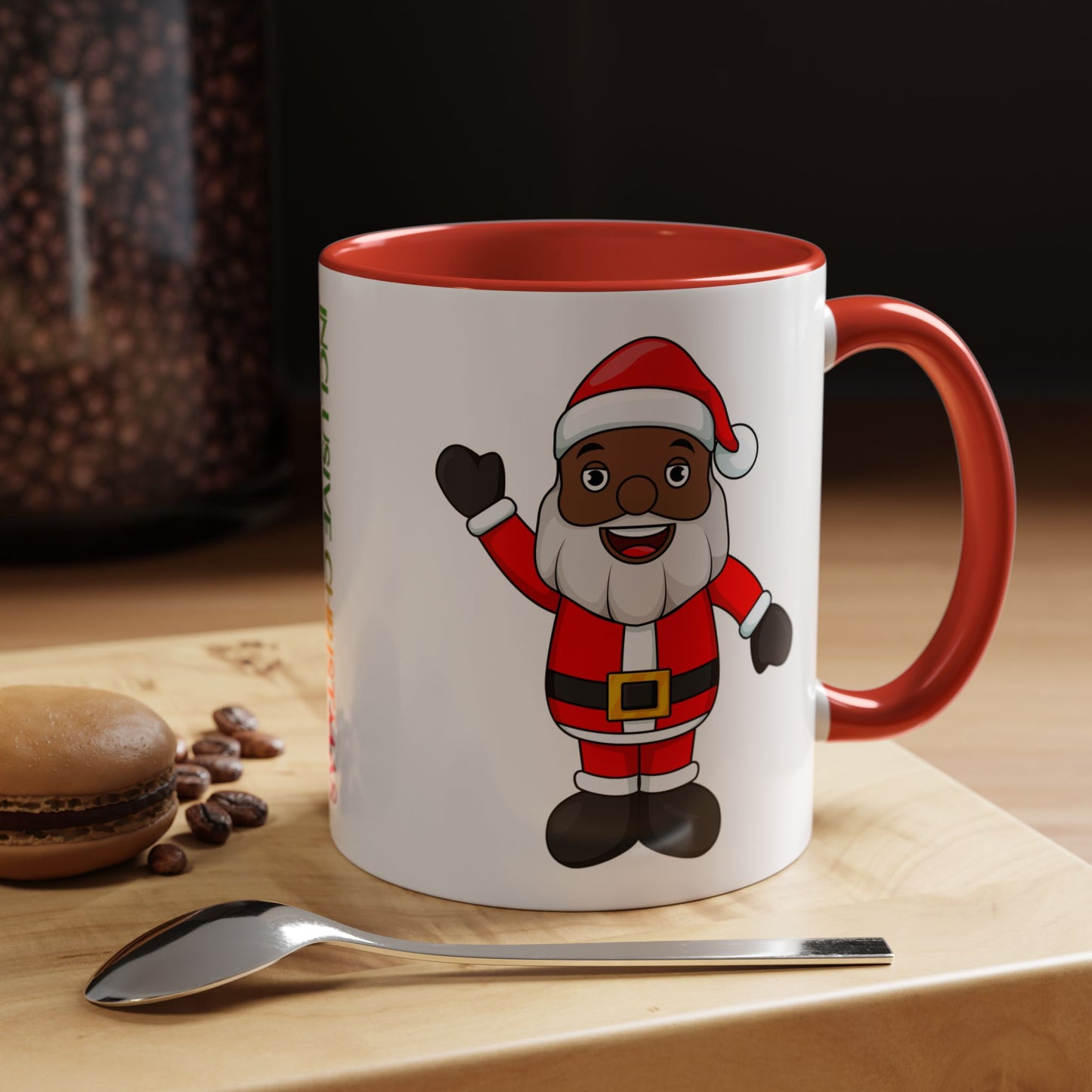 Black Santa Accent Mug with Logo