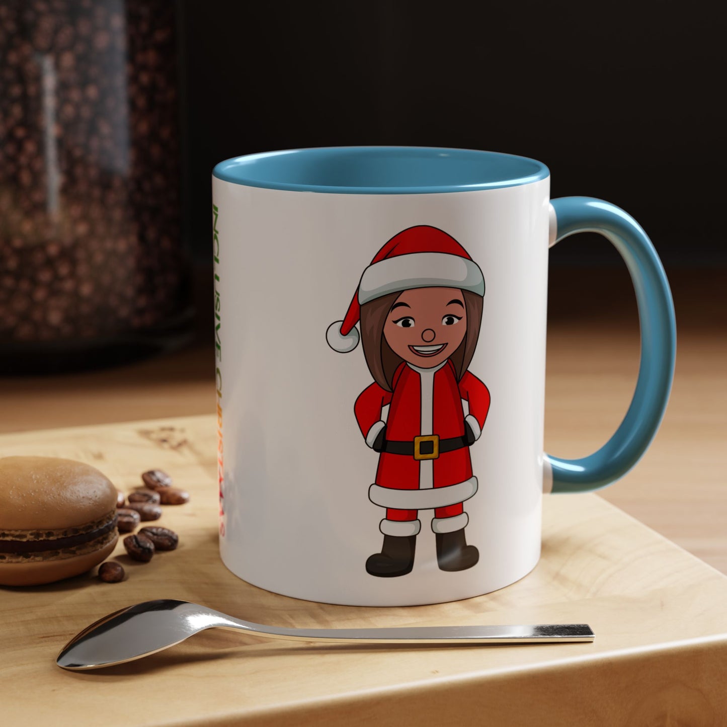 Female Santa ("Sandra Claus") Accent Coffee Mug with Logo