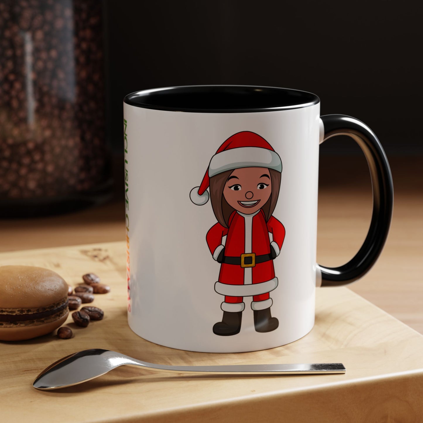 Female Santa ("Sandra Claus") Accent Coffee Mug with Logo