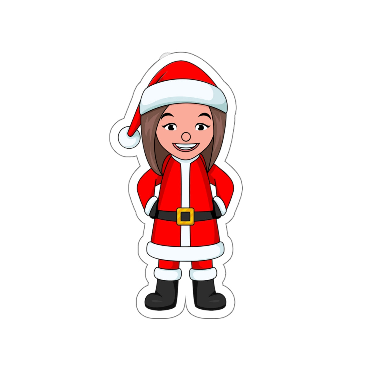 Female Santa ("Sandra Claus") Die-Cut Sticker