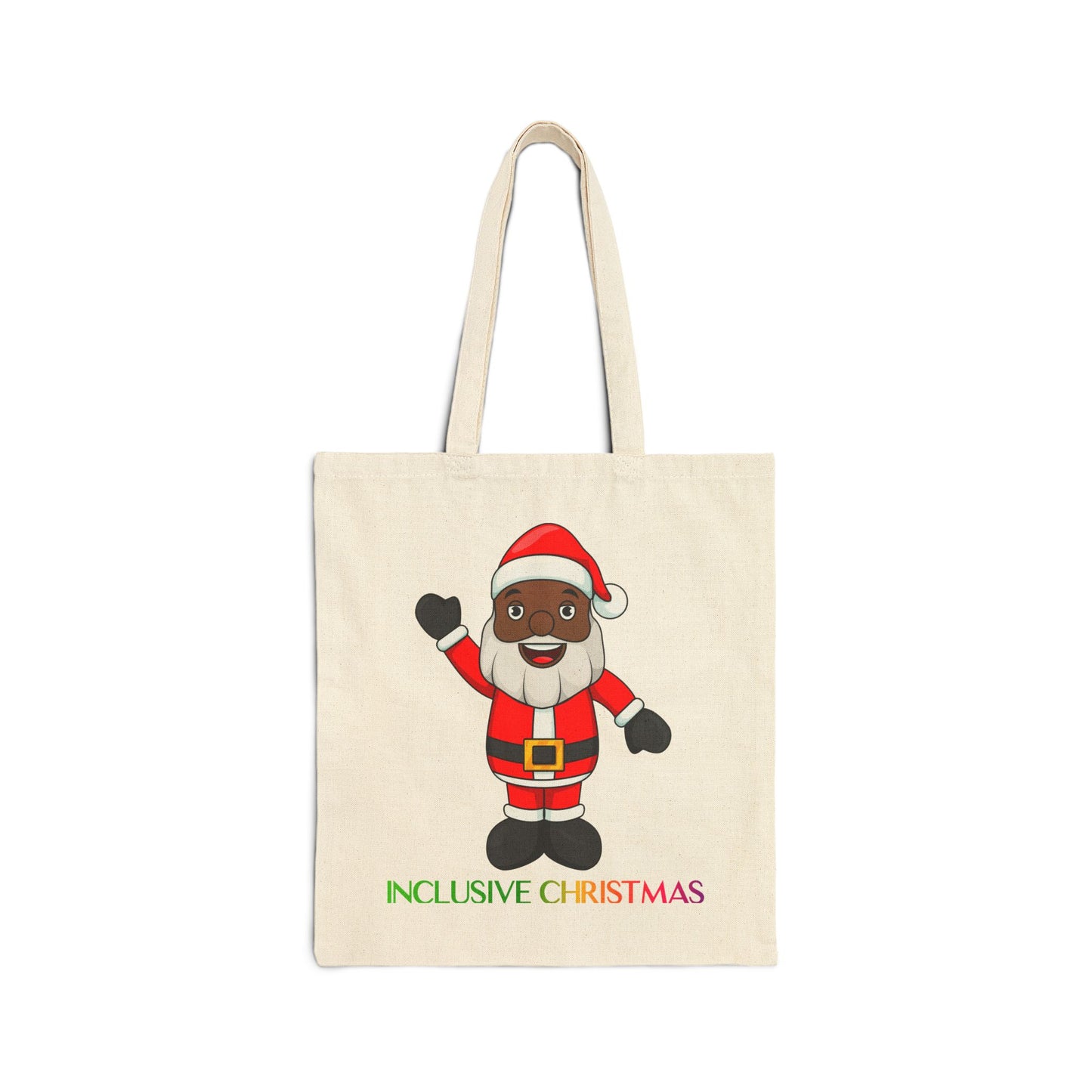 Black Santa Natural Tote Bag with Logo