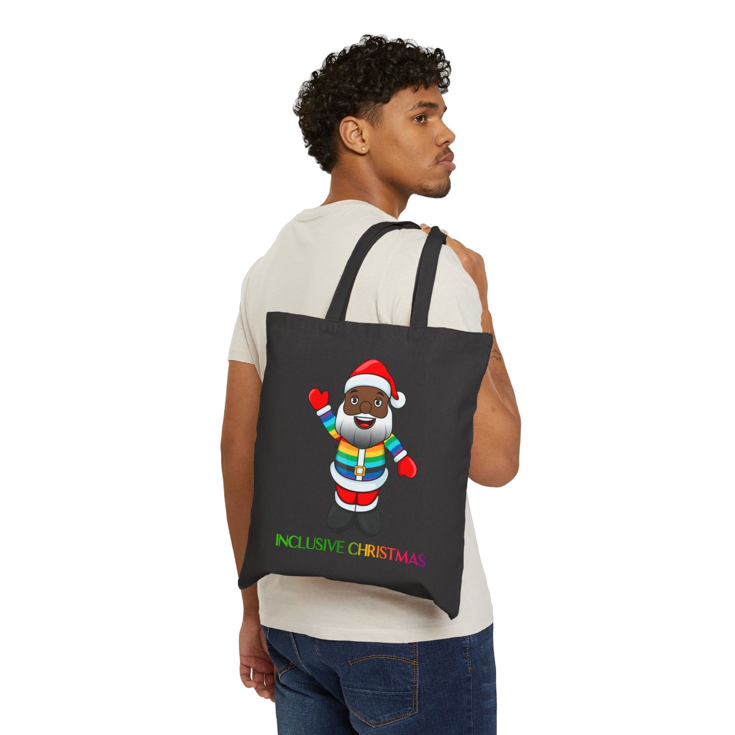 Black Pride Santa Natural Tote Bag with Logo