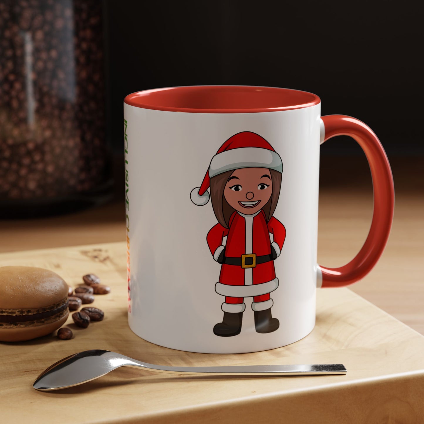 Female Santa ("Sandra Claus") Accent Coffee Mug with Logo