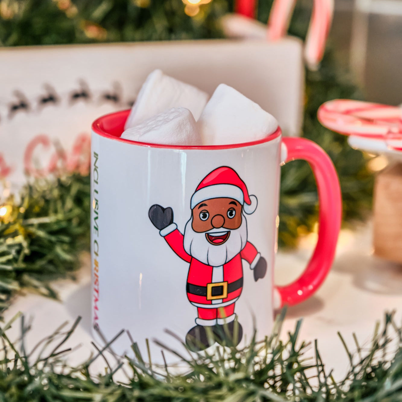 Black Santa Accent Mug with Logo