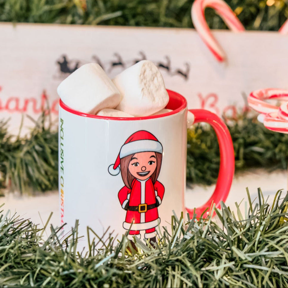 Female Santa ("Sandra Claus") Accent Coffee Mug with Logo