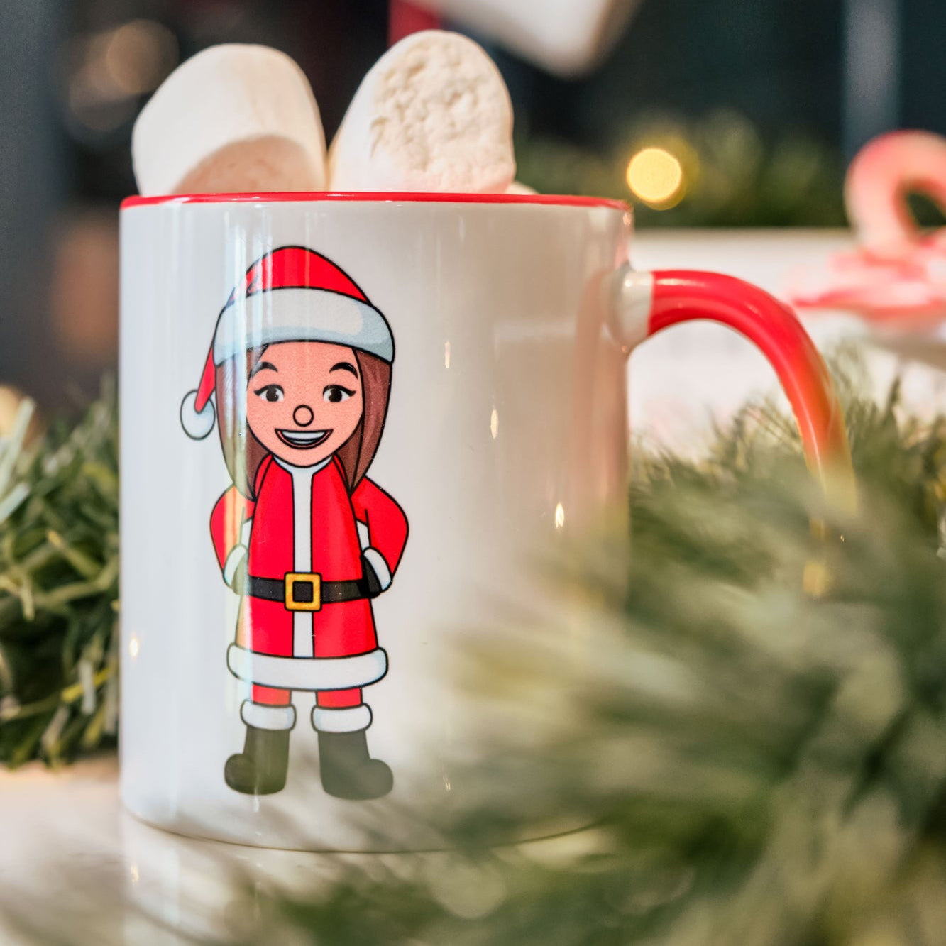 Female Santa ("Sandra Claus") Accent Coffee Mug